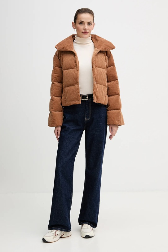 Μπουφάν από κοτλέ πουπουλένιο ύφασμα Calvin Klein Jeans LV044D527G καφέ AW25