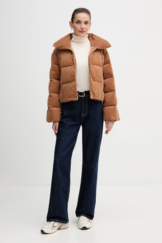 Μπουφάν από κοτλέ πουπουλένιο ύφασμα Calvin Klein Jeans LV044D527G καφέ AW25