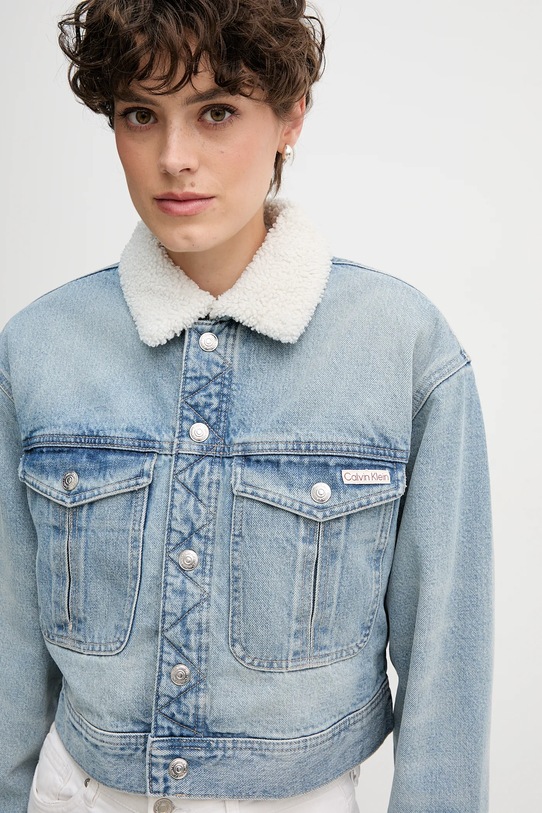 Calvin Klein Jeans kurtka jeansowa niebieski LV047D736G