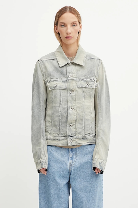 Rick Owens DRKSHDW kurtka jeansowa bawełniana Trucker Worker nieocieplane szary DS02E7701.DMP