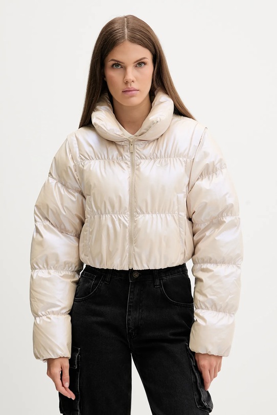 adidas Originals kurtka Ess Glossy bez kaptura beżowy JX2985