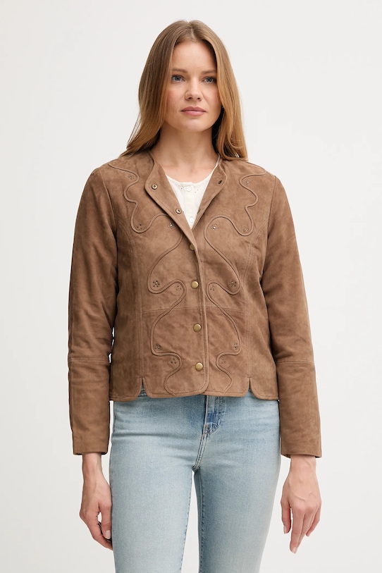 Hoss Intropia geacă din piele întoarsă 5432681 maro AW25