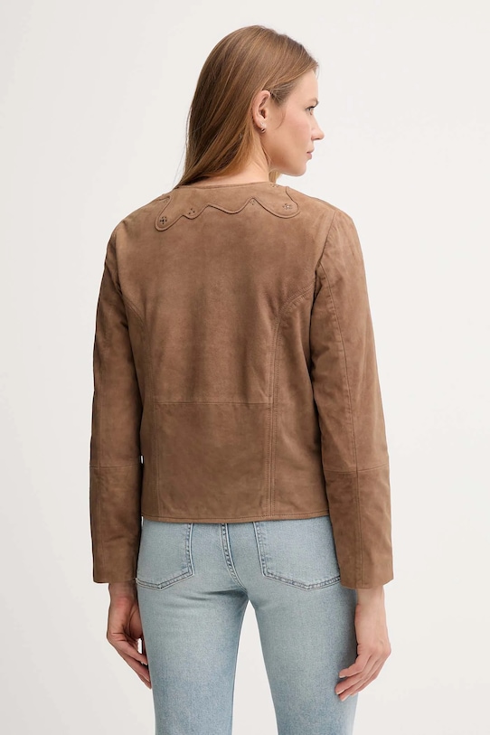 Îmbrăcăminte Hoss Intropia geacă din piele întoarsă 5432681 maro