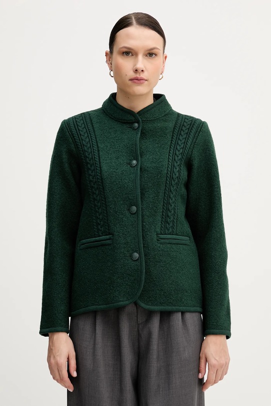 Hoss Intropia kurtka wełniana bez kaptura zielony 5432678