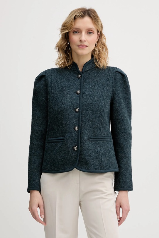 Hoss Intropia kurtka wełniana bez kaptura turkusowy 5432677