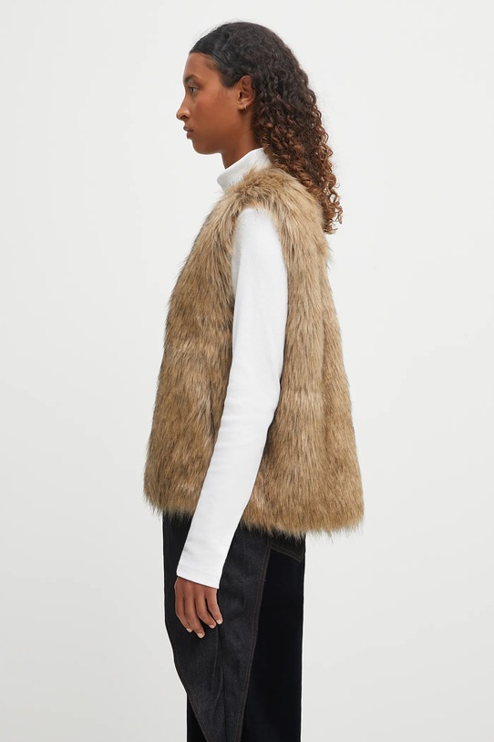 Двостороння безрукавка Andersson Bell Curved Placket Reversible Faux-Fur Vest awa722u коричневий AW25