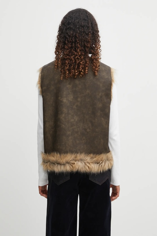 Двостороння безрукавка Andersson Bell Curved Placket Reversible Faux-Fur Vest awa722u коричневий