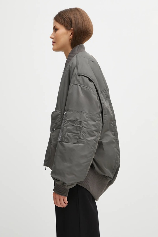 Яке бомбър JW Anderson Oversized Curved Hem Bomber JK0381.PG1696 сив AW25