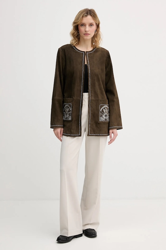 Pedro del Hierro kurtka zamszowa 5492131 zielony AW25