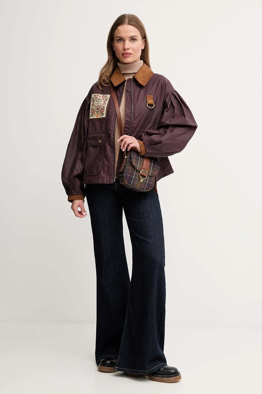 Barbour kurtka woskowana x Farm Rio nieocieplane bordowy LWX1505