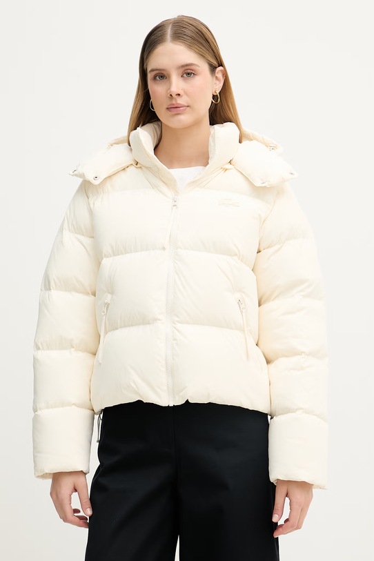 Lacoste geacă cu puf femei cu captuseala bej BF3262