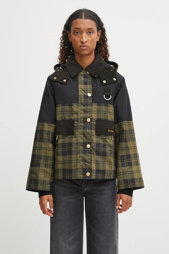 Βαμβακερό μπουφάν Barbour Elaine Showerproof Jacket μεταβατικό πράσινο LSP0253OL51