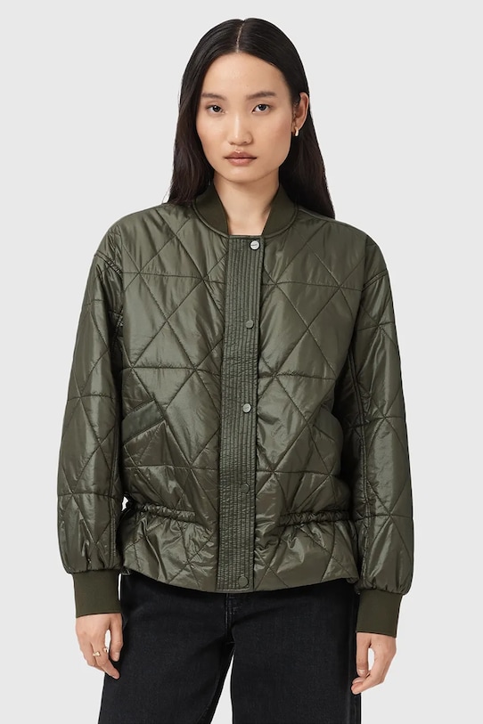 AllSaints kurtka bomber ALII bez kaptura zielony W051OD