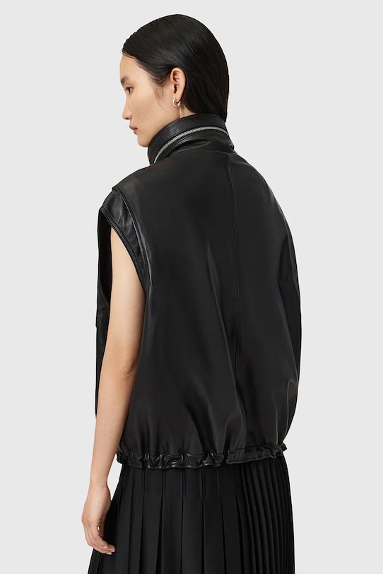 AllSaints bőr mellény CLAY fekete W040LD