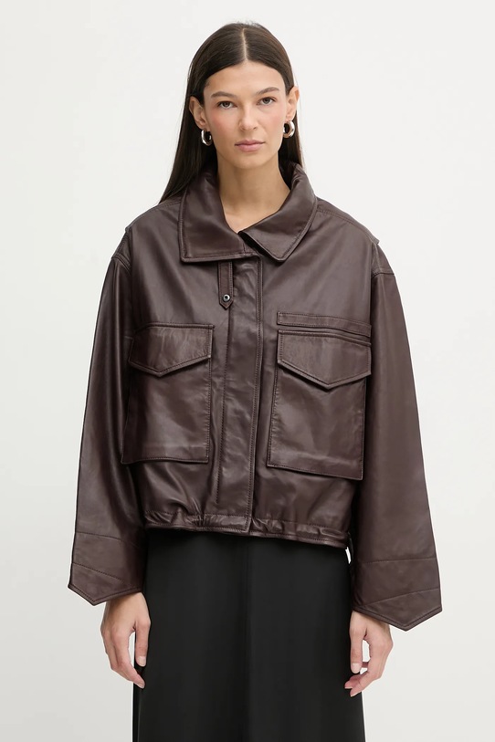 Δερμάτινο μπουφάν AllSaints CLAY λείο δέρμα μπορντό W108LD