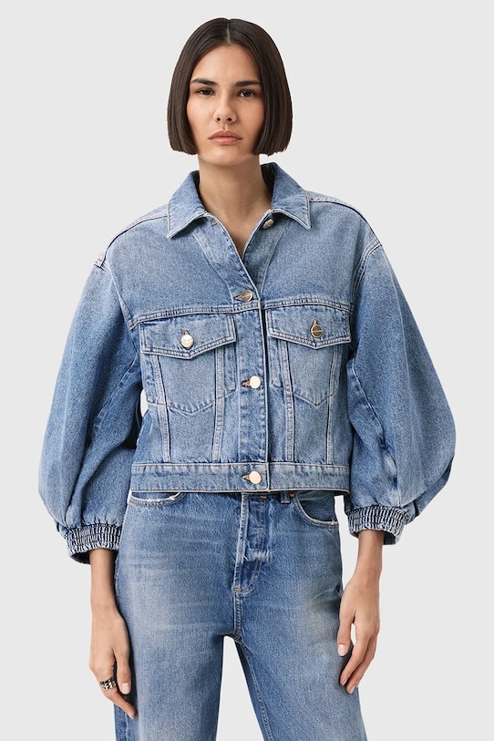AllSaints kurtka jeansowa LUCA bez kaptura niebieski W031OD