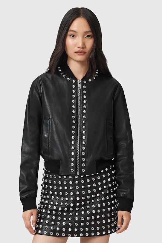 Odzież AllSaints kurtka skórzana ORTEN W032LD czarny