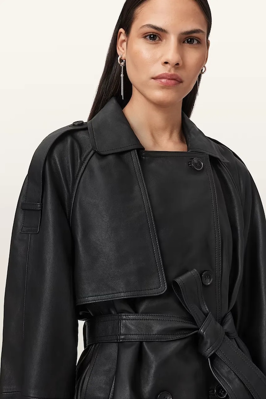 AllSaints trencz skórzany REED W035LD czarny NC25