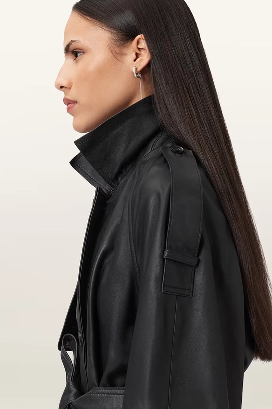 Abbigliamento AllSaints trench in pelle REED W035LD nero