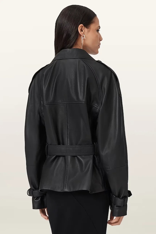 AllSaints trencz skórzany REED czarny W035LD