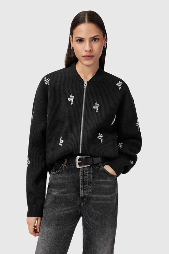 Bunda AllSaints RHEA bez kapuce černá W172JD