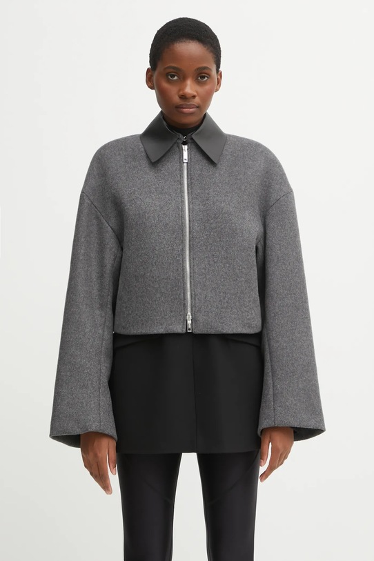 Sportmax geacă de lână VACUO fara gluga gri 2522086022600