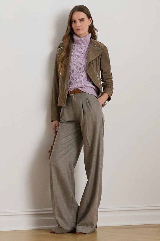 Odzież Lauren Ralph Lauren kurtka biker skórzana 200951236 brązowy