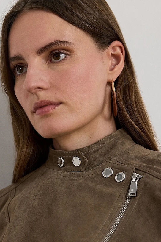 Kožená motorkárska bunda Lauren Ralph Lauren hnedá 200951236