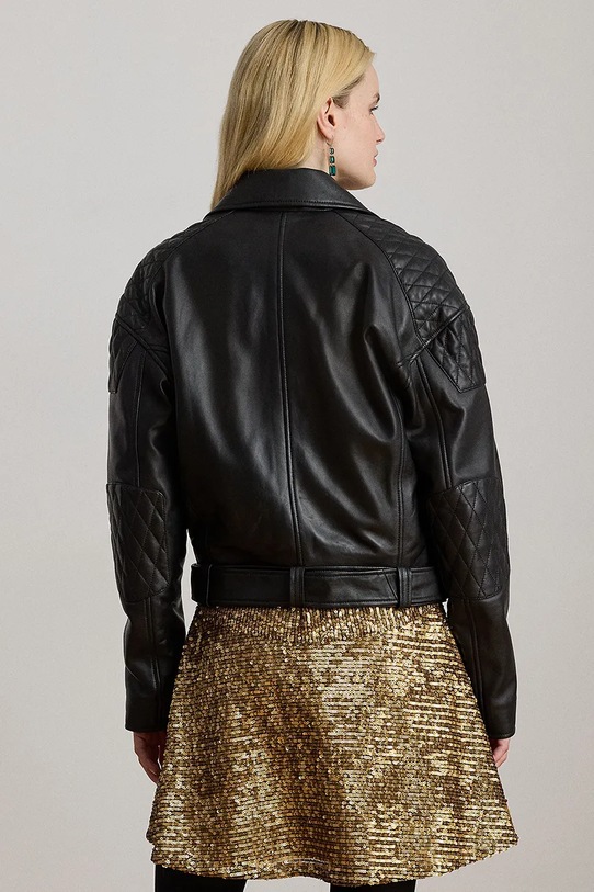 Lauren Ralph Lauren kurtka skórzana 200P01414 czarny AW25
