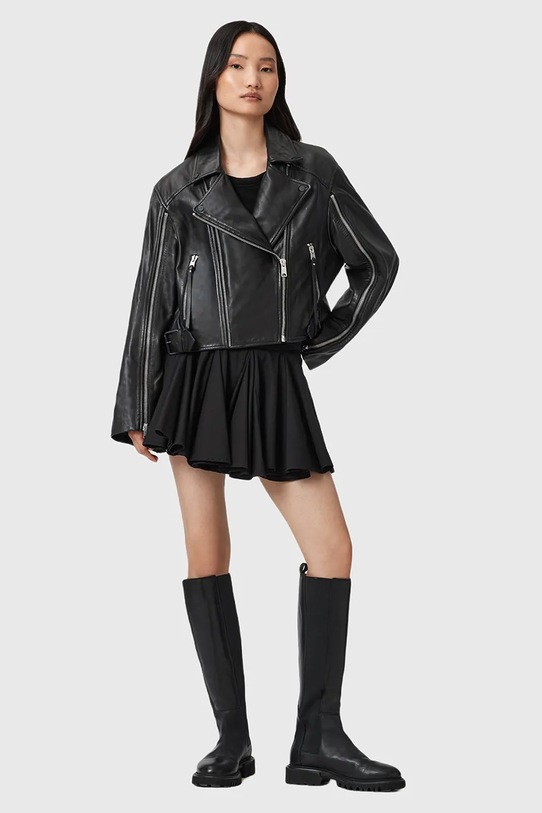 AllSaints ramoneska skórzana MASONE czarny W007LD