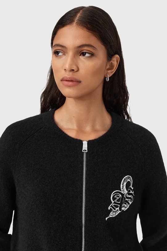 AllSaints kardigan z dodatkiem wełny JAQUELINE W042KD czarny AW25