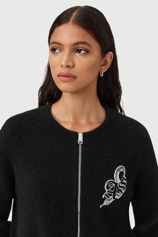 Ζακέτα με προσθήκη μαλλιού AllSaints JAQUELINE W042KD μαύρο AW25