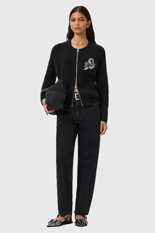 AllSaints kardigan z dodatkiem wełny JAQUELINE W042KD czarny