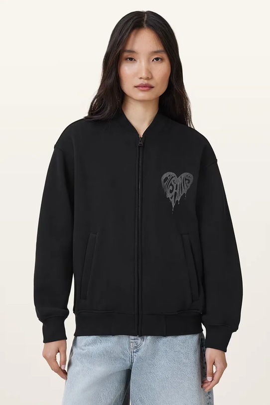 Pamučna dukserica AllSaints POSTER W034JD crna AW25