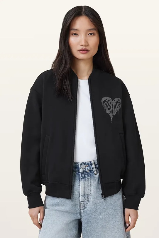 Pamučna dukserica AllSaints POSTER crna W034JD