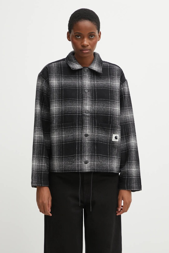 Carhartt WIP kurtka z dodatkiem wełny W' Brennan Shirt Jac z podszewką szary I035519.34JXX
