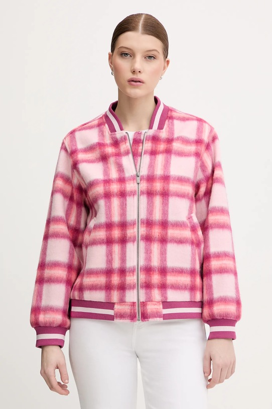 United Colors of Benetton kurtka bomber z dodatkiem wełny przejściowe różowy 20G9DN08S