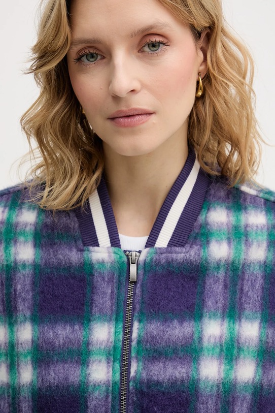 United Colors of Benetton kurtka bomber z dodatkiem wełny fioletowy 20G9DN08S