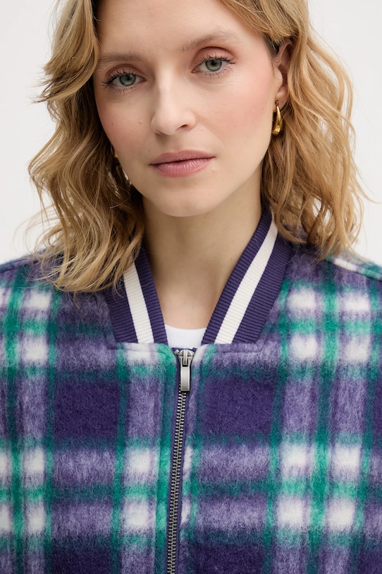 United Colors of Benetton kurtka bomber z dodatkiem wełny fioletowy 20G9DN08S