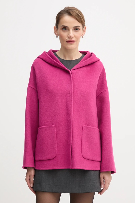 United Colors of Benetton płaszcz z dodatkiem wełny nieocieplane różowy 28F7DN08M