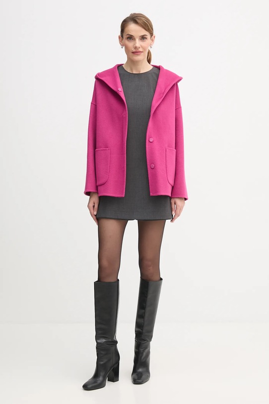 United Colors of Benetton płaszcz z dodatkiem wełny 28F7DN08M różowy AW25