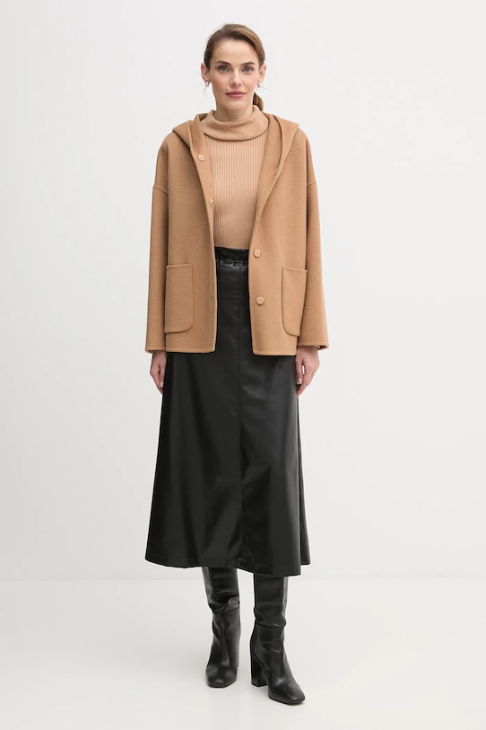 Παλτό με προσθήκη μαλλιού United Colors of Benetton 28F7DN08M καφέ AW25