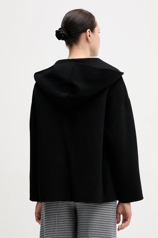 Odzież United Colors of Benetton płaszcz z dodatkiem wełny 28F7DN08M czarny
