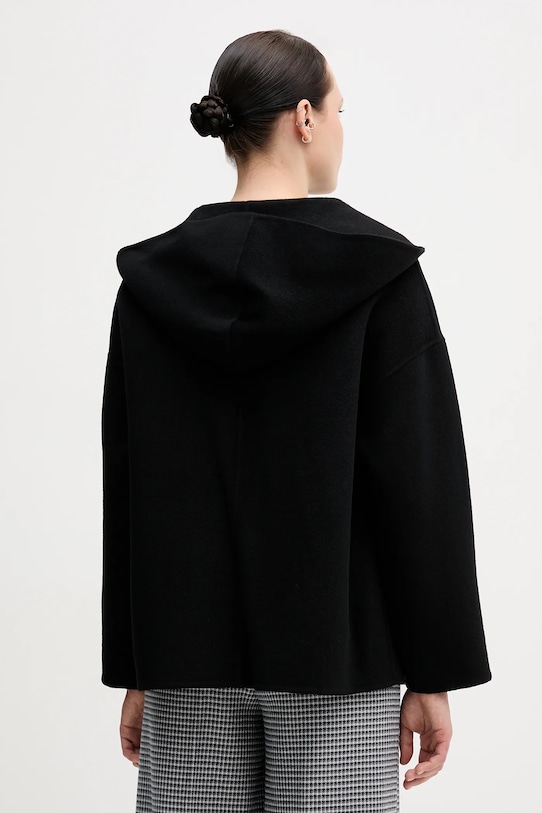 Odzież United Colors of Benetton płaszcz z dodatkiem wełny 28F7DN08M czarny