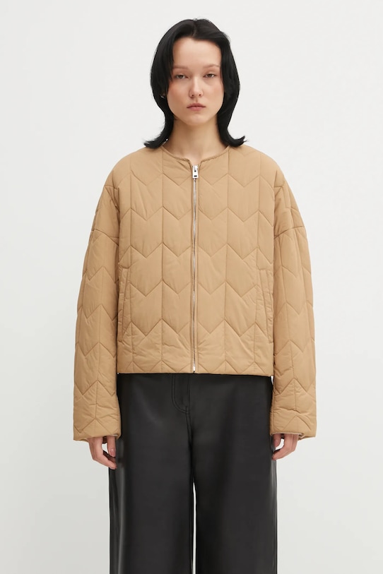 Maison Kitsuné kurtka Quilted bez kaptura brązowy PW02126WW9067