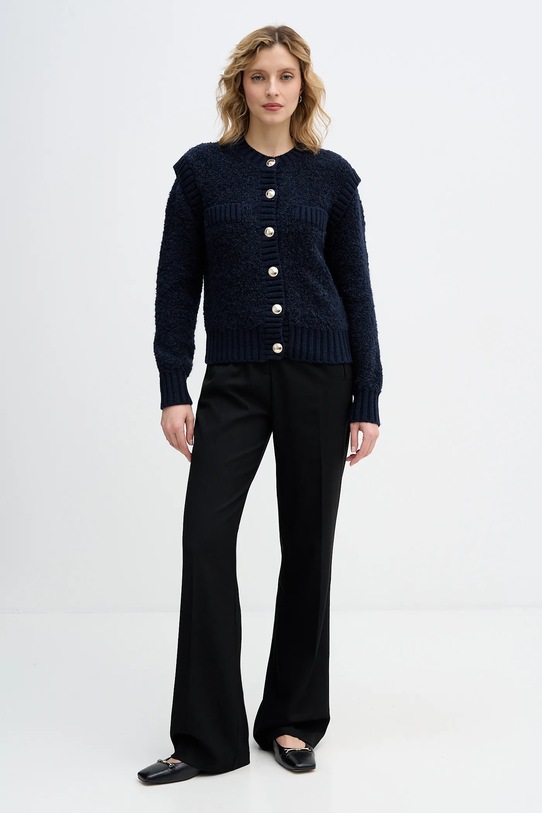 Sisley kardigan z dodatkiem wełny 1IGZL500S granatowy AW25