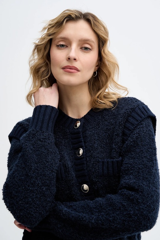 Sisley kardigan z dodatkiem wełny granatowy 1IGZL500S
