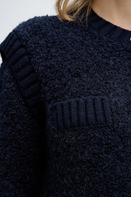 Sisley kardigan z dodatkiem wełny 1IGZL500S granatowy