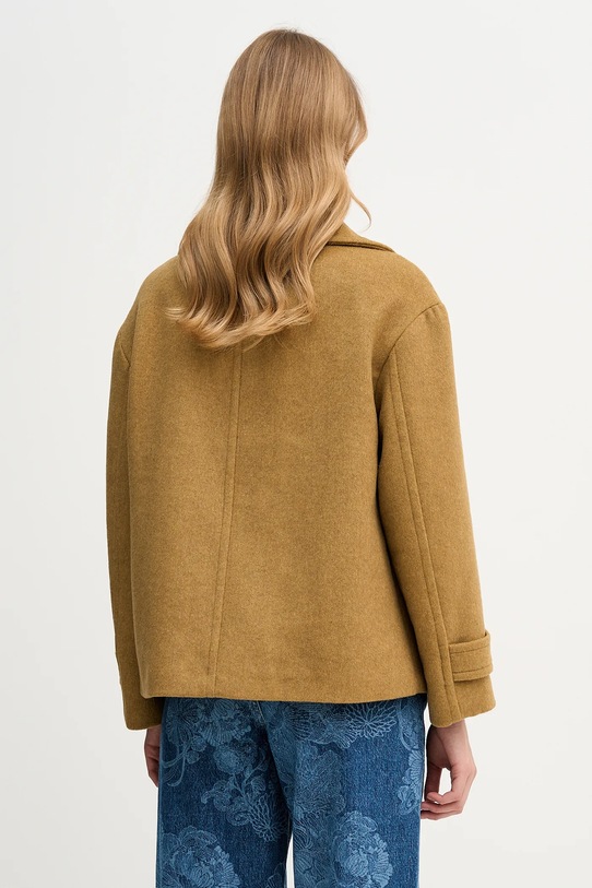 Odzież Sisley płaszcz z dodatkiem wełny 2LAJLN06E zielony