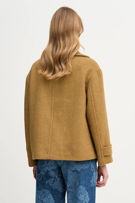 Odzież Sisley płaszcz z dodatkiem wełny 2LAJLN06E zielony